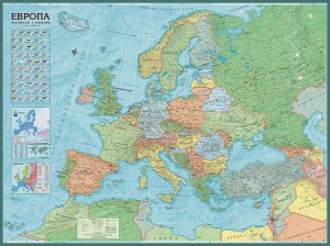 Настенные карты Европы на рейках(отвесах)