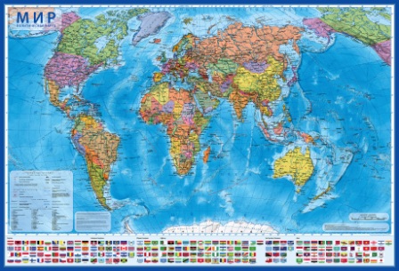 Настенные карты мира: Настенная интерактивная политическая карта мира 1:32/Новые границы/100х70