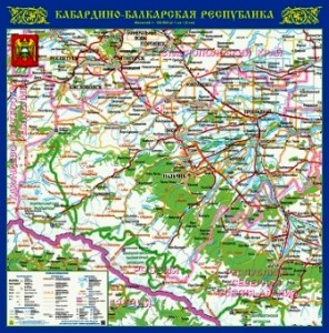 Кабардино-Балкарская республика- настенная карта  на рейках
