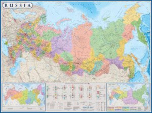 Политико-административная карта России 1:5,5 160х120 на рейках