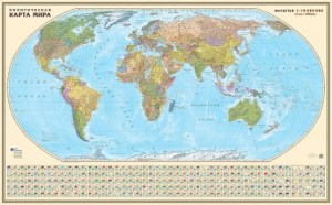 Политическая карта мира 1:19 200х125 (на рейках)