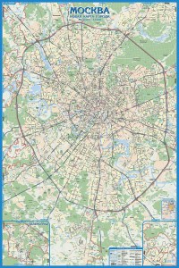  Авто карта  Москвы 1:30 на жёсткой магнитной основе в дер. раме