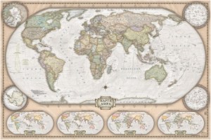 Политическая карта мира-Ретро стиль 120х80