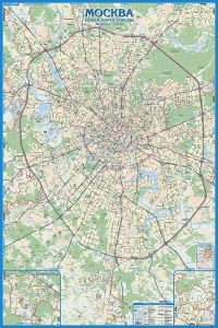  Авто карта  Москвы 1:30 на жёсткой основе в дер. раме