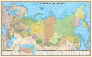 Политико-административная карта России 1:5,5  157x101  на рейках