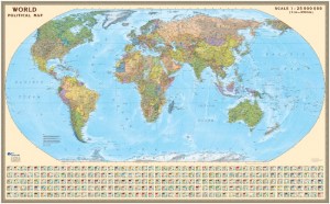 Политическая карта мира1:25 на английском языке 161х100 на рейка