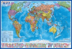 Политическая карта мира 1:32  100х70 (бумажная)