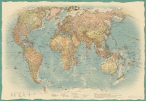 Политическая карта мира Ретро-стиль 1:22  151 х 105