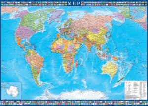 Политическая карта мира 1:25 143x102 на рейках