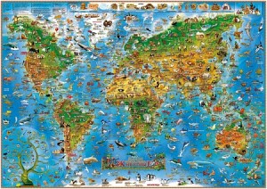Детская карта мира-Животные (на рейках)