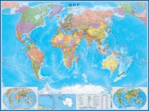 Политическая карта мира 1:22    160Х120