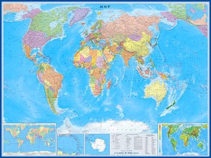 Политическая карта мира 1:22    160Х120 (на рейках)