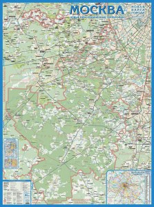 Авто карта Москвы-Новые территории  1:46  160 х120(на рейках)