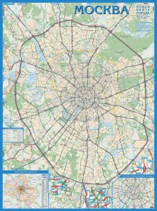  Авто карта  Москвы 1:30  размер 107x160 (на рейках)