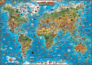 Детская карта мира  на рейках