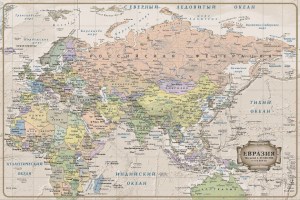 Подтарельник-карта Евразии ретро-стиль