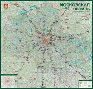 Московская область1:200000 на жёсткой магнитной основе в метал.р