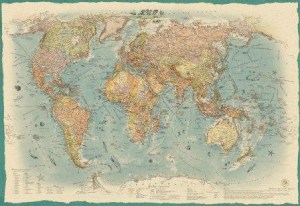 Политическая карта мира-Ретро стиль 100х70